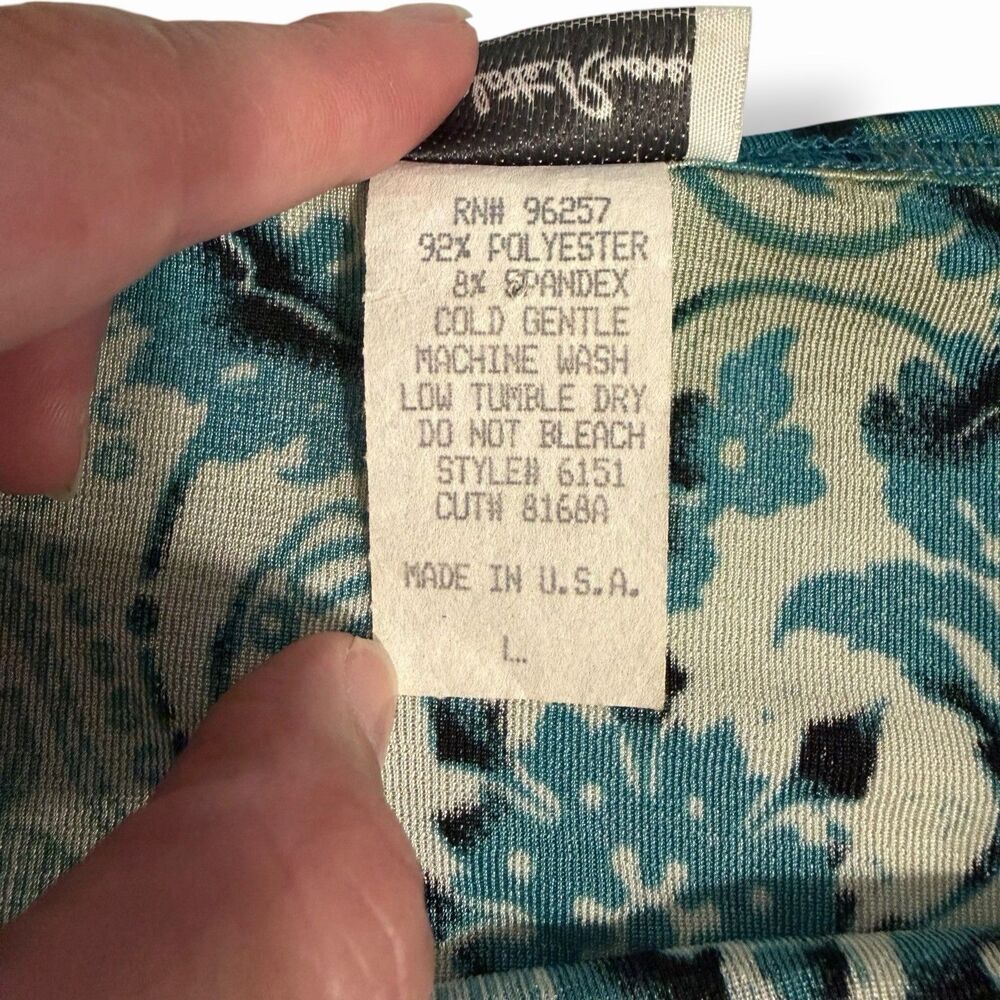 VTG Charlotte Russe Y2K Boho Medallion Boatneck Tank Top Green Blue Large - Picture 11 of 11